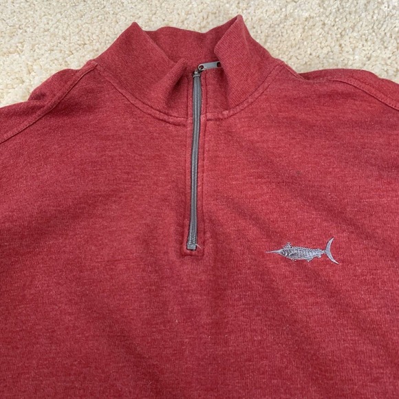 Panama Jack Sweatshirt Mens L 1/4 Zip Pullover Wine Mock Neck Fish Logo - Picture 1 of 5